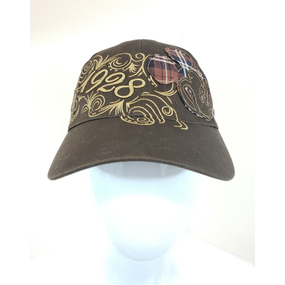 Disneyland Disney's Micky Mouse 1928 Embroidered Baseball Cap Hat Brown adult